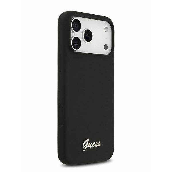 Guess для iPhone 17 Pro чехол Liquid silicone Gold metal logo & Camera Hard Black (MagSafe)